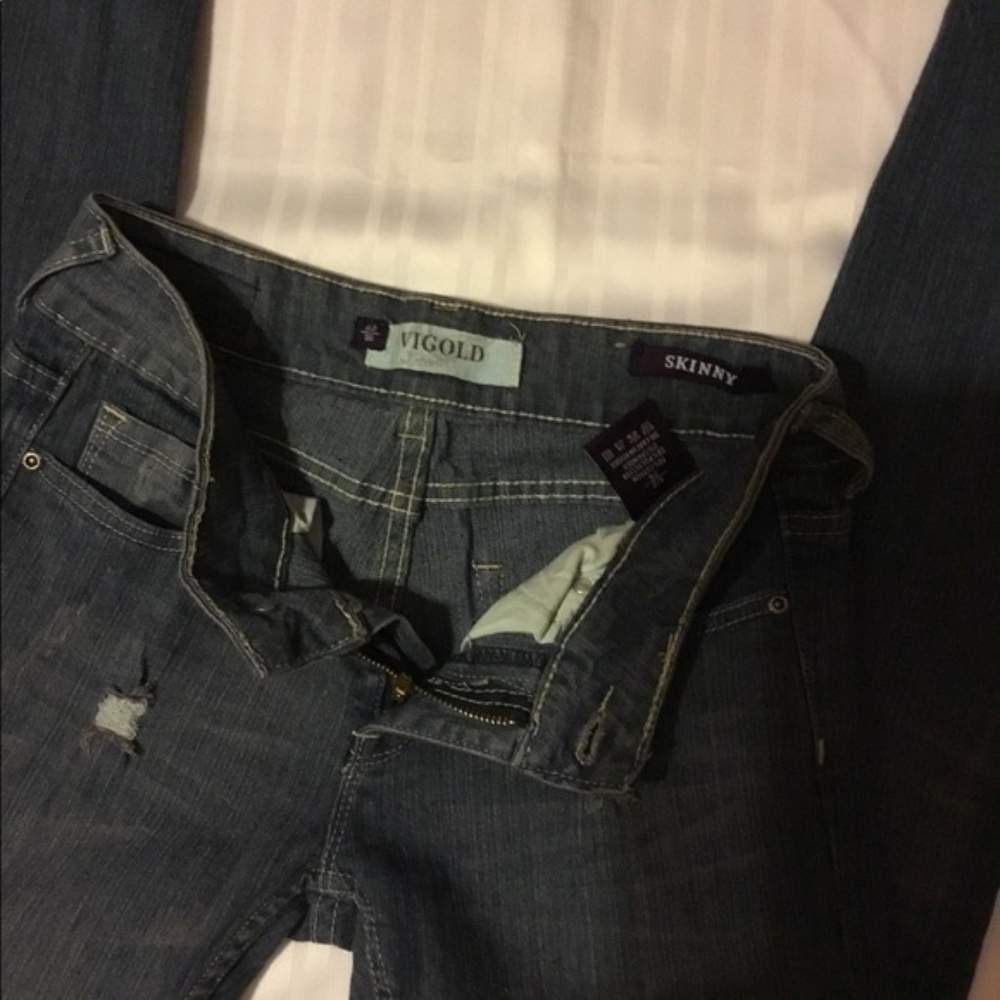 Vigold Skinny Stretch Faded Ripped Jeans - Picture 2 of 9